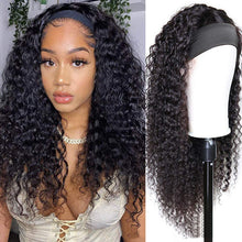 Load image into Gallery viewer, Long Curly Hair With Headgear Natural Color Full Real Hair Turban Wig Cover