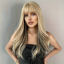 Load image into Gallery viewer, Long Wavy Curly Black Blonde Highlights Synthetic Mixed Wig Head Cover