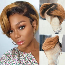 Load image into Gallery viewer, Cross-Border European And American Fashion Ladies Fluffy Black Gradient Brown Wig Fluffy Realistic Short Straight Hair Headgear
