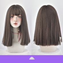 Load image into Gallery viewer, Wig Female Long Hair Full Headgear Black Long Straight Hair Natural Air Bangs