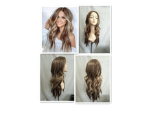 Load image into Gallery viewer, Women's Brown Long Curly Hair, Mid-point Big Wavy Golden Coffee Color Gradient Curly Hair
