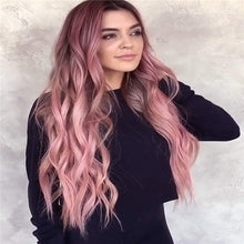 Load image into Gallery viewer, Harajuku Purple Long Curly Hair Big Wavy Curly Long Hair Medium Differentiation Hair Cover