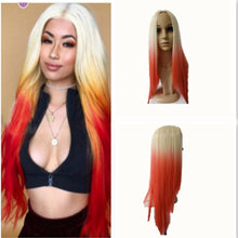 Load image into Gallery viewer, Popular Style White Dyed Big Red Mid-length Straight Hair