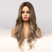 Load image into Gallery viewer, Women's Wig Brown And Gold Mixed Color Medium And Long Volume