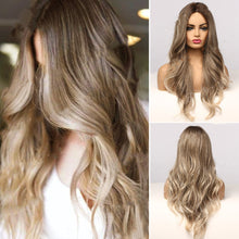 Load image into Gallery viewer, Women's Wig Brown And Gold Mixed Color Medium And Long Volume