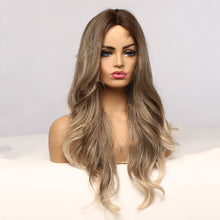 Load image into Gallery viewer, Women's Wig Brown And Gold Mixed Color Medium And Long Volume