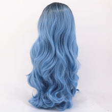 Load image into Gallery viewer, Ladies Black And Blue Gradient Long Curly Hair, High Temperature Silk