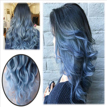 Load image into Gallery viewer, Ladies Black And Blue Gradient Long Curly Hair, High Temperature Silk