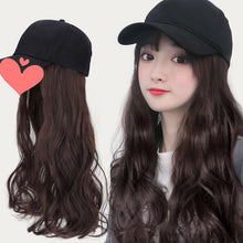 Load image into Gallery viewer, Hat Wig Ladies Long Hair One Big Wave Curly Hair Headgear Fashion Hat With Wig Net Red