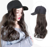 Load image into Gallery viewer, Hat Wig Ladies Long Hair One Big Wave Curly Hair Headgear Fashion Hat With Wig Net Red