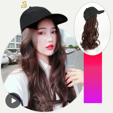 Load image into Gallery viewer, Hat Wig Ladies Long Hair One Big Wave Curly Hair Headgear Fashion Hat With Wig Net Red
