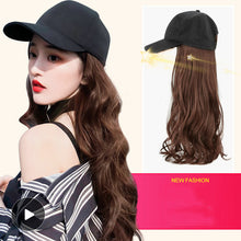 Load image into Gallery viewer, Hat Wig Ladies Long Hair One Big Wave Curly Hair Headgear Fashion Hat With Wig Net Red
