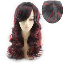 Load image into Gallery viewer, Red Highlighting Brown Oblique Bangs Long Curly Hair