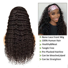 Load image into Gallery viewer, Long Curly Hair With Headgear Natural Color Full Real Hair Turban Wig Cover