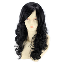 Load image into Gallery viewer, Red Highlighting Brown Oblique Bangs Long Curly Hair