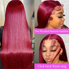Load image into Gallery viewer, Wine Red For Women Medium Long Straight Fluffy Natural Hair Cover