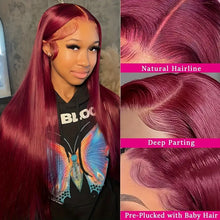 Load image into Gallery viewer, Wine Red For Women Medium Long Straight Fluffy Natural Hair Cover