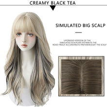 Load image into Gallery viewer, Long Wavy Curly Black Blonde Highlights Synthetic Mixed Wig Head Cover