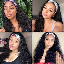 Load image into Gallery viewer, Long Curly Hair With Headgear Natural Color Full Real Hair Turban Wig Cover