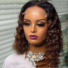 Load image into Gallery viewer, Doores Perruque Bob Lace Front Wig Naturelle Cheveux Humains Coupe Pixie Brun