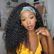 Load image into Gallery viewer, Long Curly Hair With Headgear Natural Color Full Real Hair Turban Wig Cover