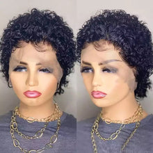 Load image into Gallery viewer, Black Wrapped Tube Small Curly Hair Short Wig Chemical Fiber Wig