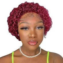 Load image into Gallery viewer, European And American Small Curly Wine Red Short Curly Hair