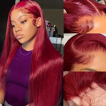 Load image into Gallery viewer, Wine Red For Women Medium Long Straight Fluffy Natural Hair Cover