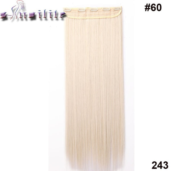 S-noilite Women Silky Straight 5 Clip in Hair Extensions High Temperature Fiber 26inch Hairpiece Extension Synthetic Hair Clips