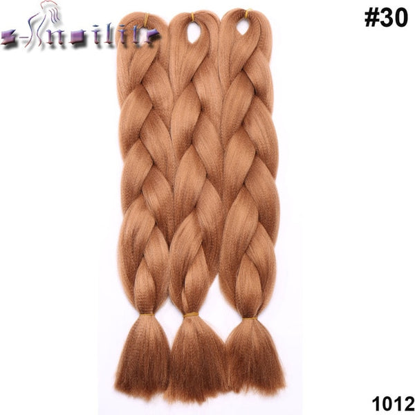 s-noilite Three Tone Color Crochet Hair Extensions Kanekalon Hair Synthetic Crochet Braids Ombre Jumbo Braiding Hair Extensions