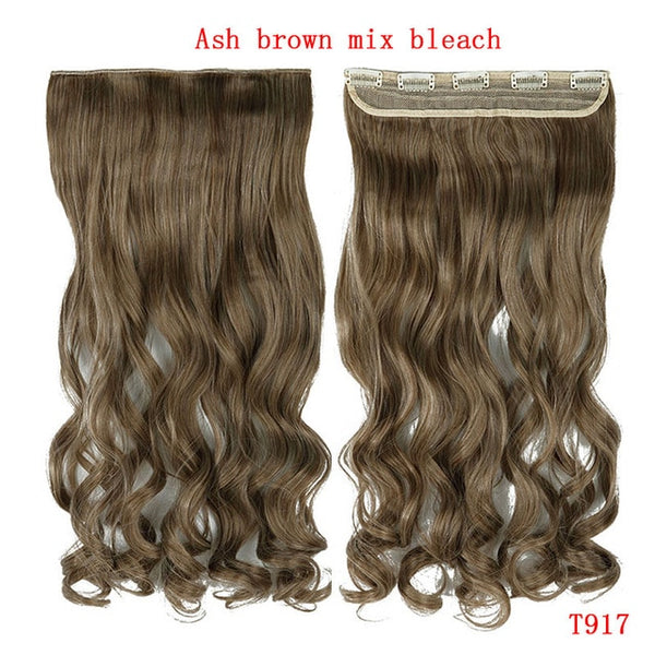 SNOILITE 24inch 61cm Curly 3/4 Full Head Clip in Hair Extensions Black Brown Blonde Real Natural Synthetic One Piece for human