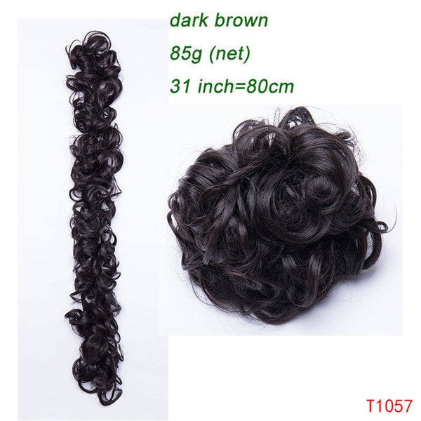 S-noilite 80cm elastic Band hair chignon Updo Twining hair extension Synthetic chignon hair pieces Women Chignon hairpieces