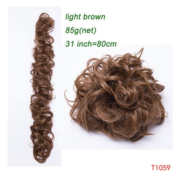 S-noilite 80cm elastic Band hair chignon Updo Twining hair extension Synthetic chignon hair pieces Women Chignon hairpieces