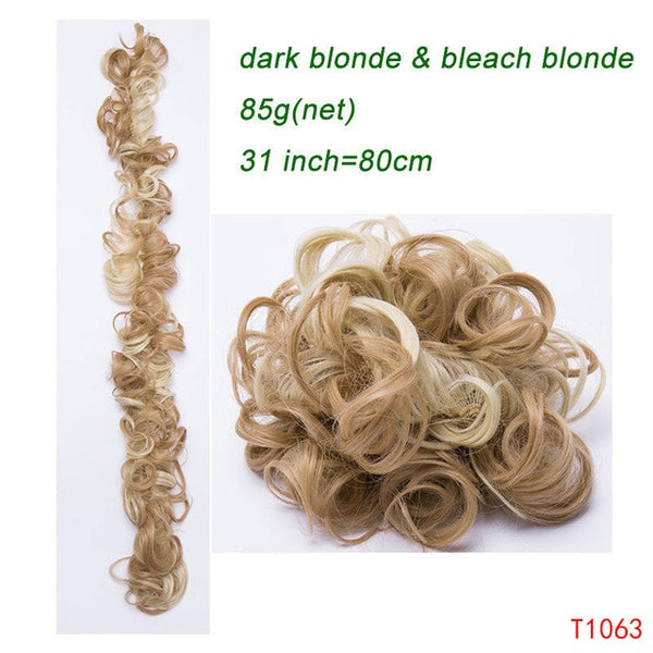 S-noilite 80cm elastic Band hair chignon Updo Twining hair extension Synthetic chignon hair pieces Women Chignon hairpieces