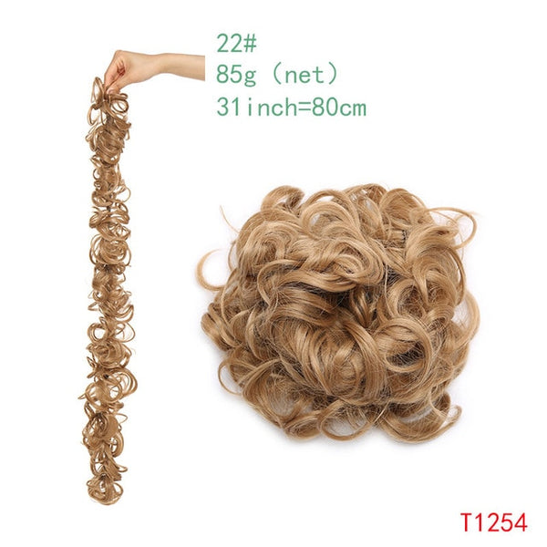 S-noilite 80cm elastic Band hair chignon Updo Twining hair extension Synthetic chignon hair pieces Women Chignon hairpieces