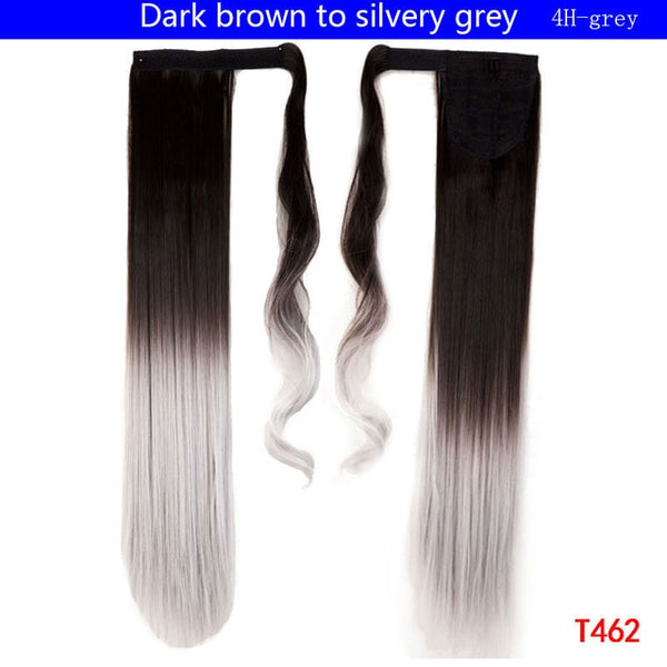 SNOILITE 24" Long Straight Clip In Hair Tail False Hair Ponytail Hairpiece With Hairpins Synthetic Hair Pony Tail Hair Extension