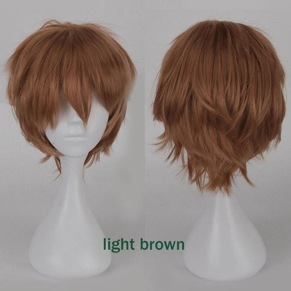 S-noilite Black White Purple Red Short Hair Cosplay Wig Male Party 30 Cm High Temperature Fiber Synthetic Hair Wigs