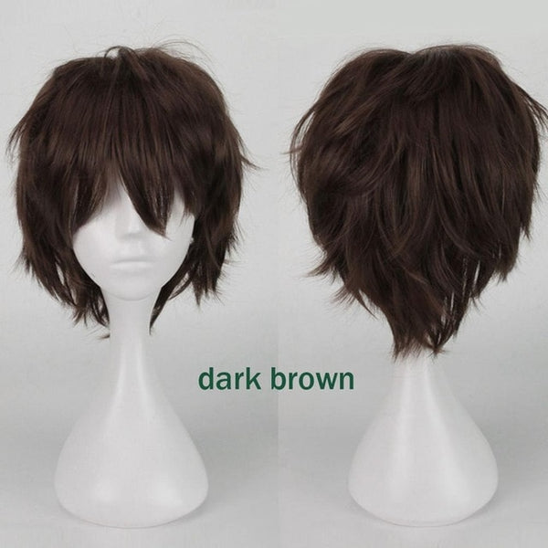 S-noilite Black White Purple Red Short Hair Cosplay Wig Male Party 30 Cm High Temperature Fiber Synthetic Hair Wigs