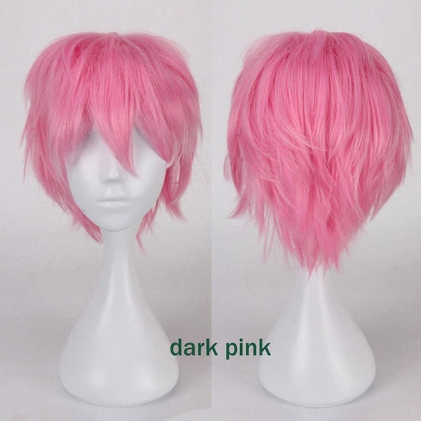 S-noilite Black White Purple Red Short Hair Cosplay Wig Male Party 30 Cm High Temperature Fiber Synthetic Hair Wigs