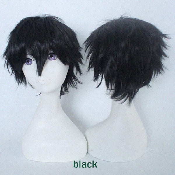 S-noilite Black White Purple Red Short Hair Cosplay Wig Male Party 30 Cm High Temperature Fiber Synthetic Hair Wigs