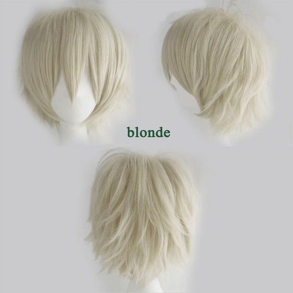 S-noilite Black White Purple Red Short Hair Cosplay Wig Male Party 30 Cm High Temperature Fiber Synthetic Hair Wigs