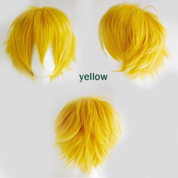 S-noilite Black White Purple Red Short Hair Cosplay Wig Male Party 30 Cm High Temperature Fiber Synthetic Hair Wigs