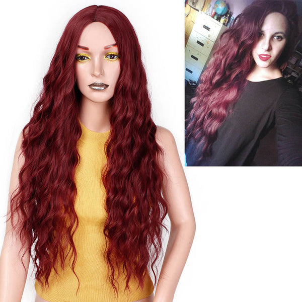I's a wig 30" Synthetic  Red Black Dark Brown  and Ombre Blonde  Hair Long Wigs for Women