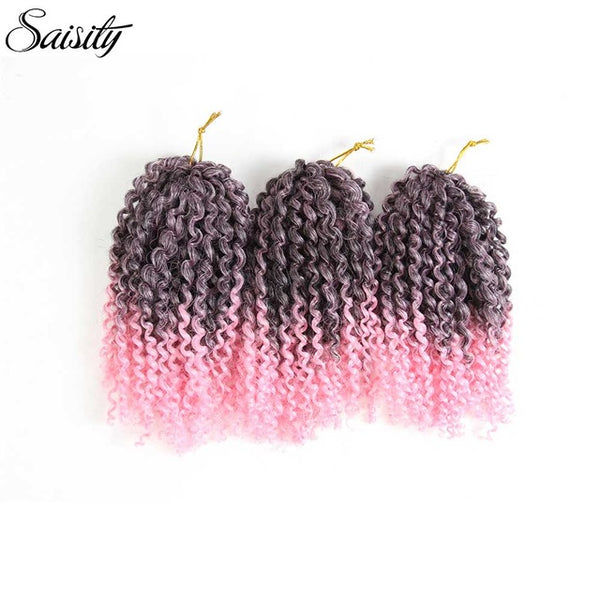 Saisity marlybob crochet hair afro kinky curly hair synthetic braiding hair extension ombre synthetic hair 8 inch short bouncy