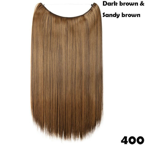 SNOILITE 20 inches Invisible Wire No Clips in Hair Extensions Secret Fish Line Hairpieces long Straight natual hair synthetic