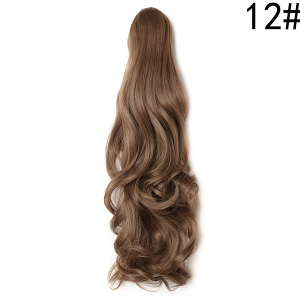 S-noilite 18"  Long Curly Synthetic Ponytail Clip In Ponytail Claw Ponytail Hair Extensions Hair Tail Women Hairstyle Fake Hair