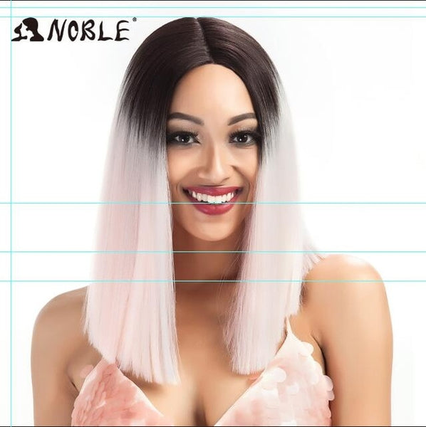 Noble Hair Synthetic Lace Front Wig Straight Hair 14 Inch Lace Wigs For Black Women Ombre Hair Synthetic Lace Front Wig