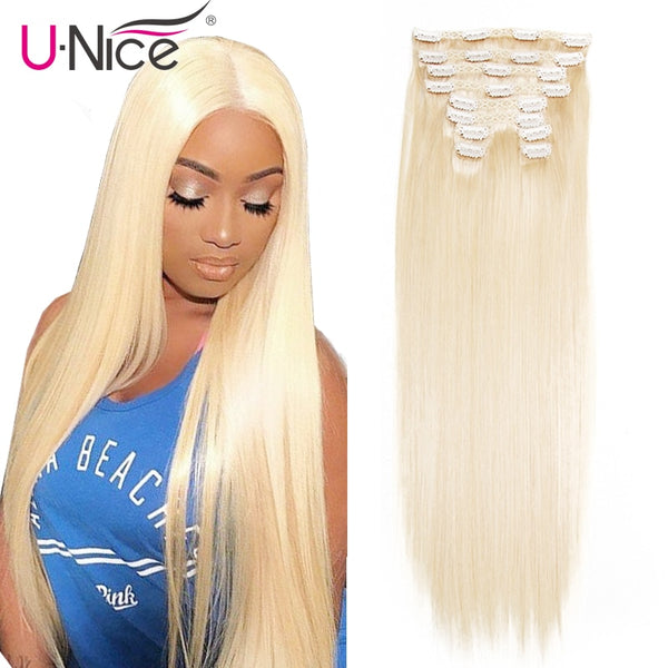 Unice Hair 7A Brazilian Straight Human Hair Clip In Extensions 120g Clip In Hair Extensions 18" Clip In Human Hair Extensions