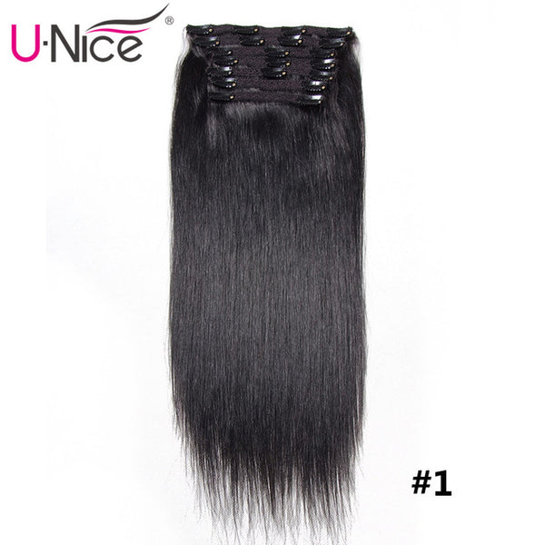 Unice Hair 7A Brazilian Straight Human Hair Clip In Extensions 120g Clip In Hair Extensions 18" Clip In Human Hair Extensions