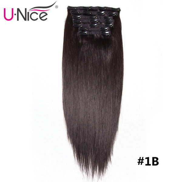 Unice Hair 7A Brazilian Straight Human Hair Clip In Extensions 120g Clip In Hair Extensions 18" Clip In Human Hair Extensions